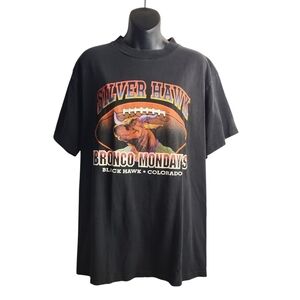 Tultex Silver Hawk Men's Black T-shirt Round Neck Shortsleeve Cotton Size Large